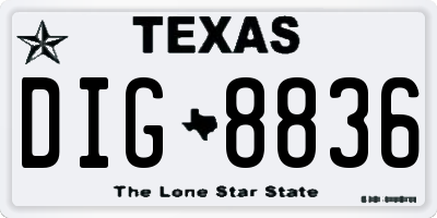TX license plate DIG8836
