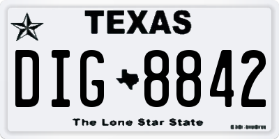 TX license plate DIG8842
