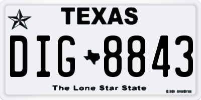TX license plate DIG8843