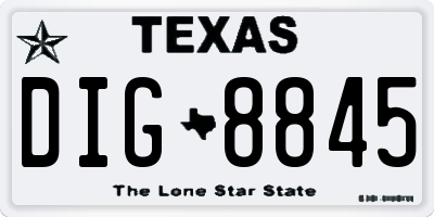 TX license plate DIG8845