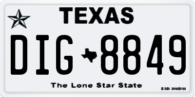 TX license plate DIG8849