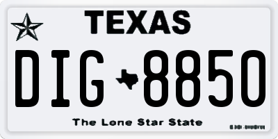 TX license plate DIG8850