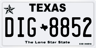 TX license plate DIG8852
