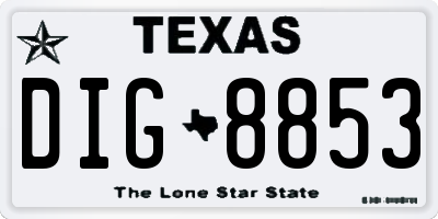 TX license plate DIG8853