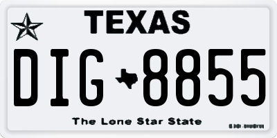TX license plate DIG8855