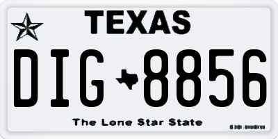 TX license plate DIG8856