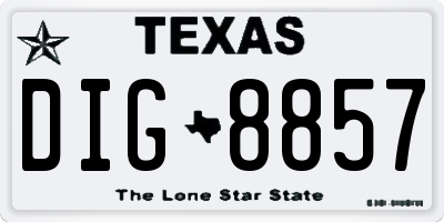 TX license plate DIG8857