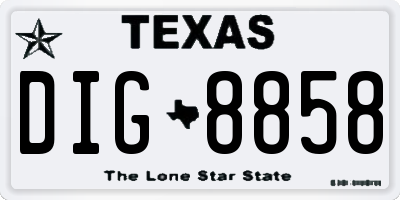 TX license plate DIG8858
