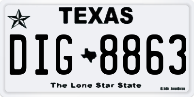 TX license plate DIG8863