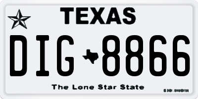 TX license plate DIG8866