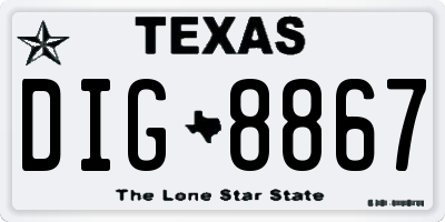 TX license plate DIG8867