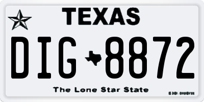 TX license plate DIG8872
