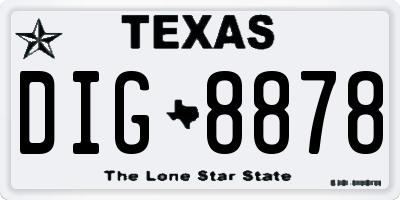 TX license plate DIG8878
