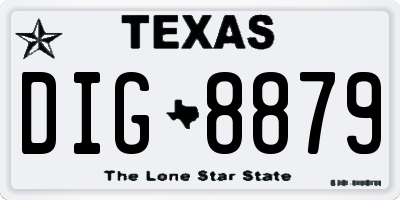 TX license plate DIG8879
