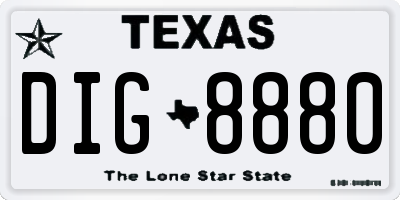 TX license plate DIG8880