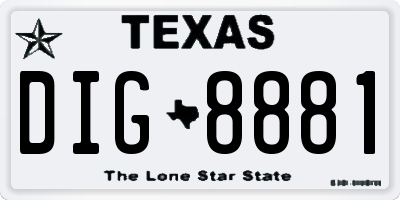 TX license plate DIG8881