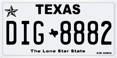 TX license plate DIG8882