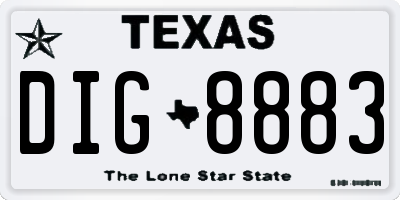 TX license plate DIG8883
