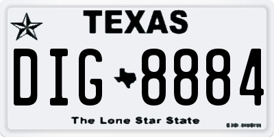 TX license plate DIG8884