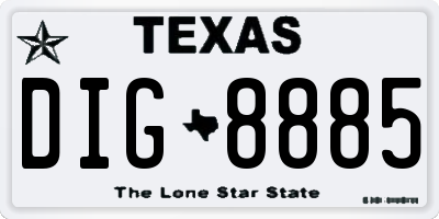 TX license plate DIG8885