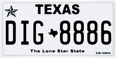 TX license plate DIG8886
