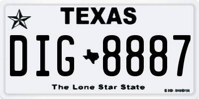 TX license plate DIG8887