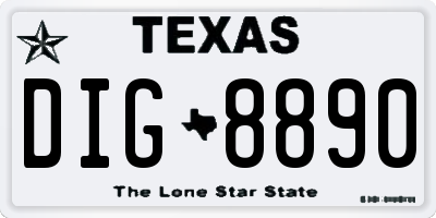 TX license plate DIG8890