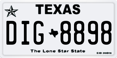 TX license plate DIG8898