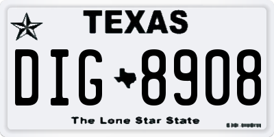 TX license plate DIG8908