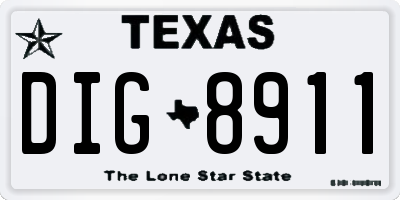 TX license plate DIG8911