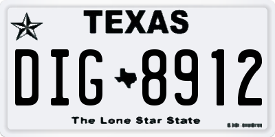 TX license plate DIG8912