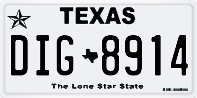 TX license plate DIG8914