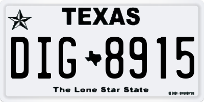 TX license plate DIG8915