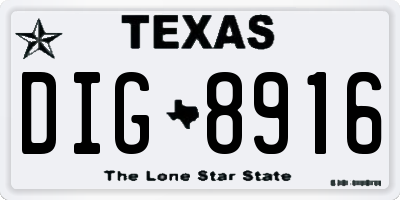 TX license plate DIG8916