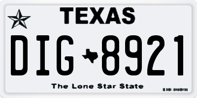 TX license plate DIG8921