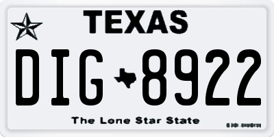 TX license plate DIG8922