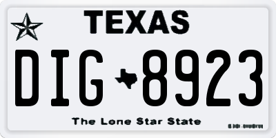 TX license plate DIG8923