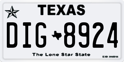TX license plate DIG8924