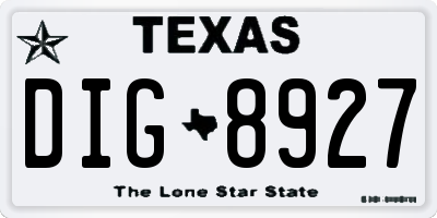 TX license plate DIG8927