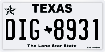 TX license plate DIG8931
