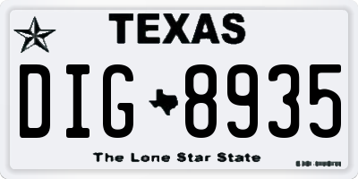 TX license plate DIG8935