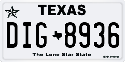 TX license plate DIG8936