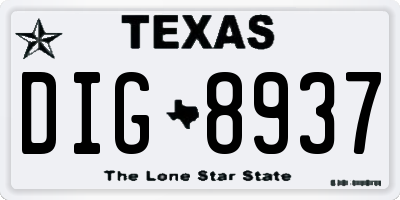 TX license plate DIG8937