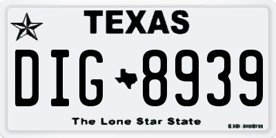 TX license plate DIG8939