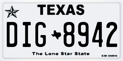 TX license plate DIG8942
