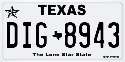 TX license plate DIG8943