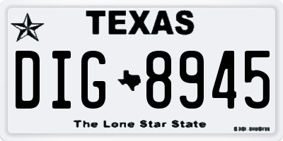 TX license plate DIG8945