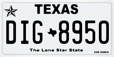 TX license plate DIG8950