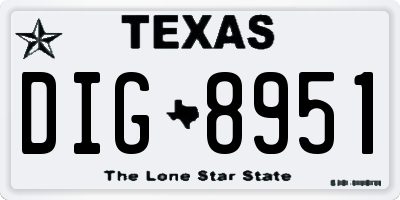 TX license plate DIG8951