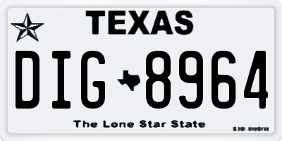 TX license plate DIG8964
